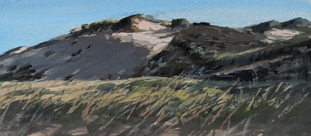 Gouache painting of sand dune by Lorena PUgh