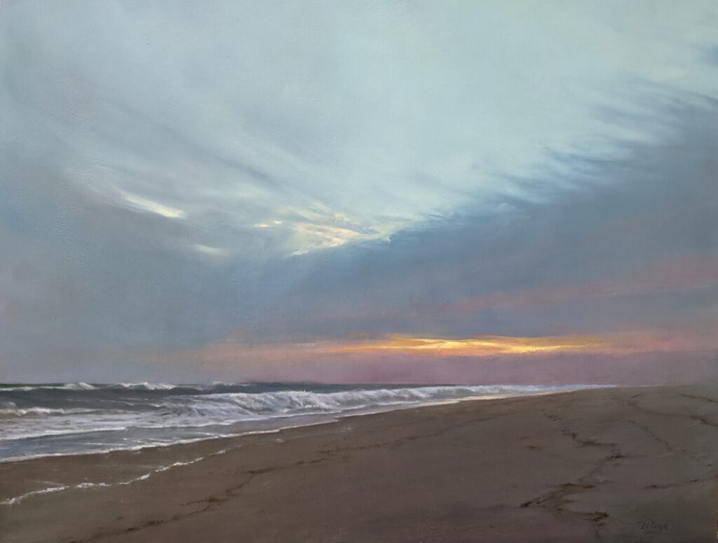 Head of the Meadow Beach Landscape Oil Painting of the beach at sunset