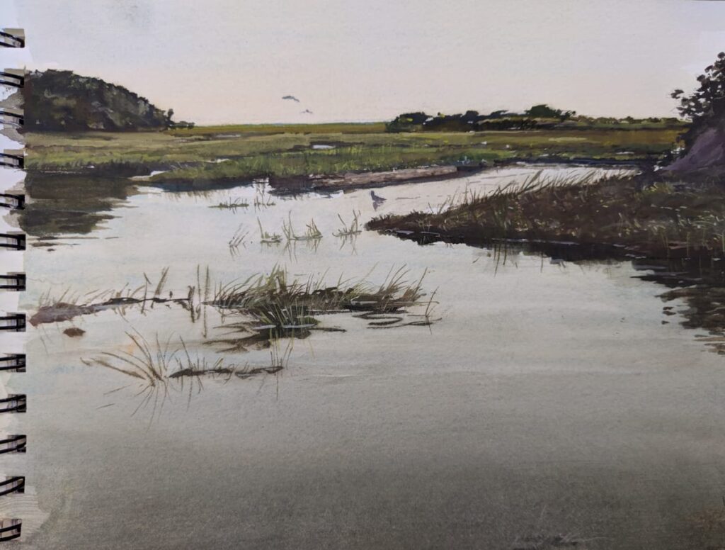 provincetown marsh landscape plein air gouache painting