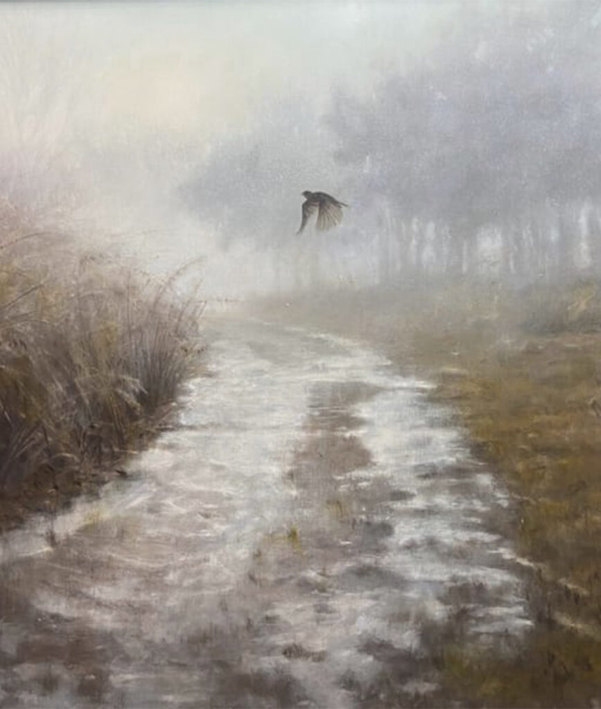 Lorena Pugh, Oil Painting, Crow, Landscape, Mist, Winter