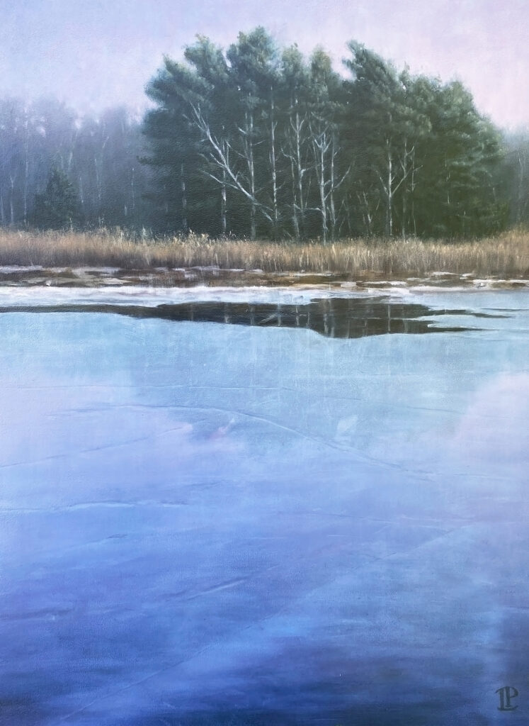 Lorena Pugh, Evergreens, Oil Painting, Landscape, Purple sky